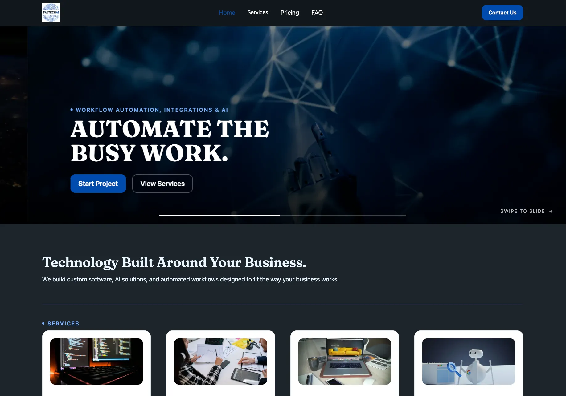 Screenshot of the SWITECHAI website