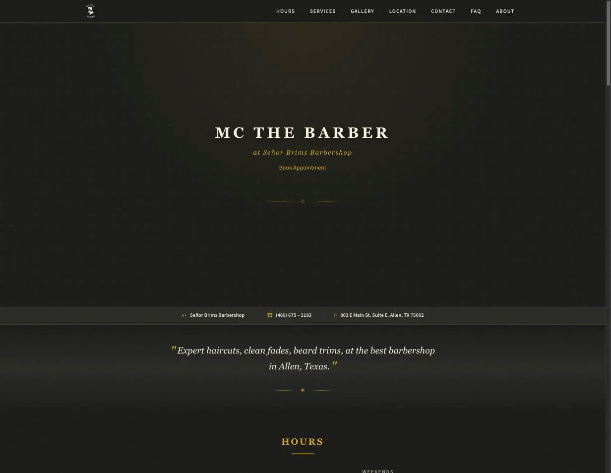 Screenshot of the MC the Barber website