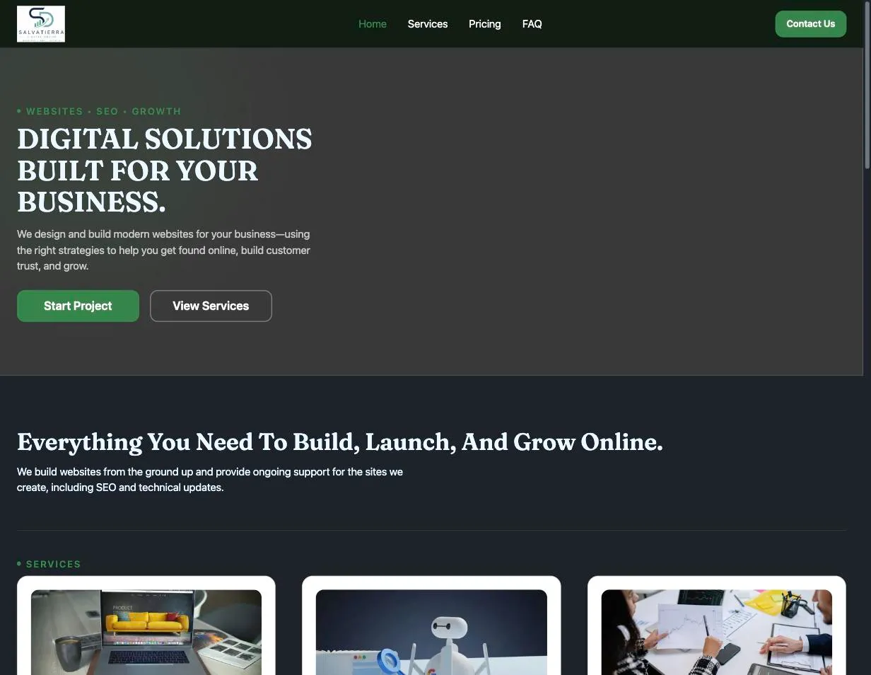 Screenshot of the Salvatierra Digital website